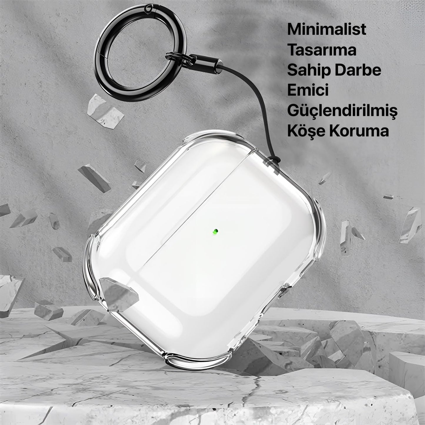 AirPods Slikon Kılıf Şeffaf-Siyah Koruyucu Kılıf